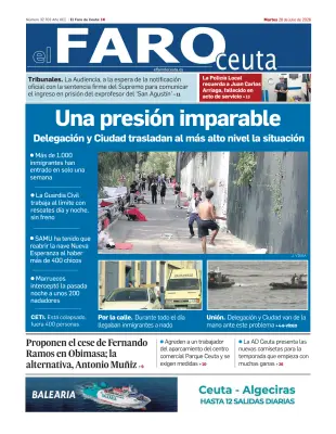 Portada de El Faro de Ceuta, 28 de julio de 2026