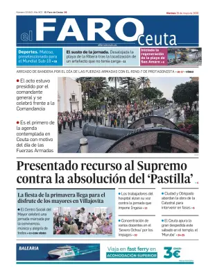 Portada de El Faro de Ceuta, 29 de mayo de 2026