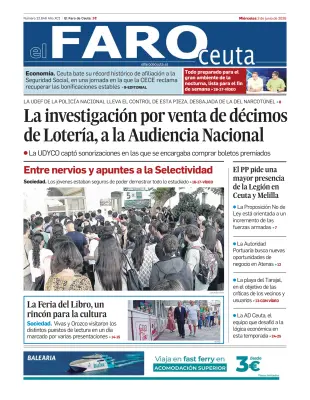 Portada de El Faro de Ceuta, 3 de junio de 2026