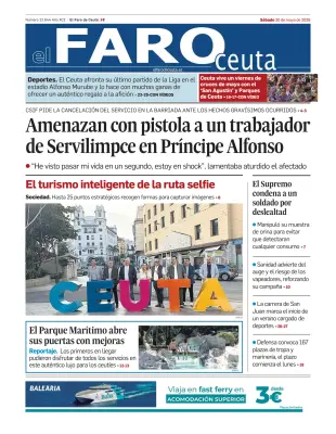 Portada de El Faro de Ceuta, 30 de mayo de 2026