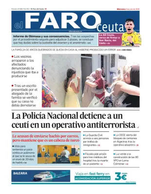 Portada de El Faro de Ceuta, 8 de julio de 2026