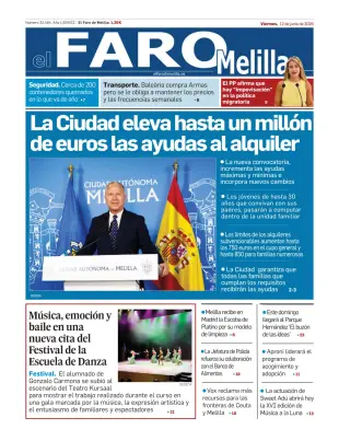 Portada de El Faro de Melilla, 12 de junio de 2026