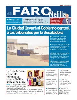 Portada de El Faro de Melilla, 13 de junio de 2026