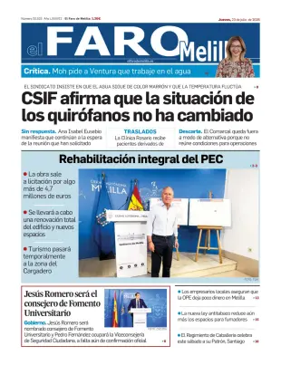 Portada de El Faro de Melilla, 23 de julio de 2026