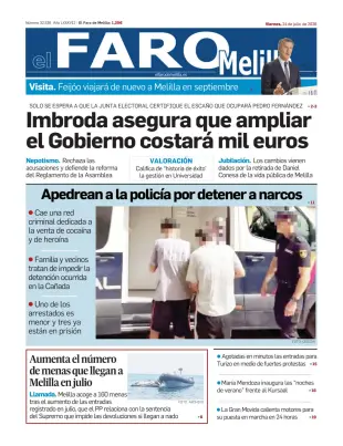 Portada de El Faro de Melilla, 24 de julio de 2026