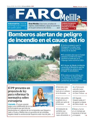 Portada de El Faro de Melilla, 28 de julio de 2026