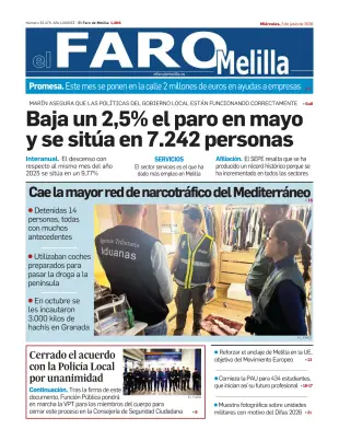 Portada de El Faro de Melilla, 3 de junio de 2026