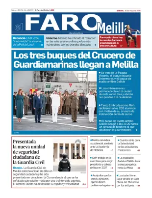 Portada de El Faro de Melilla, 30 de mayo de 2026
