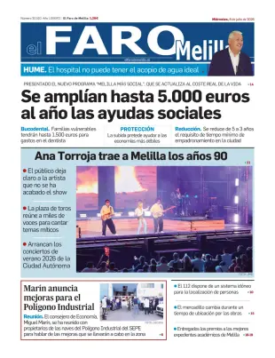 Portada de El Faro de Melilla, 8 de julio de 2026