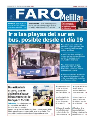 Portada de El Faro de Melilla, 9 de junio de 2026