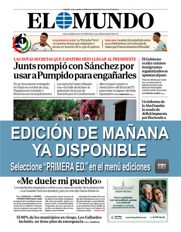 Portada de El Mundo Nacional, 12 de julio de 2026