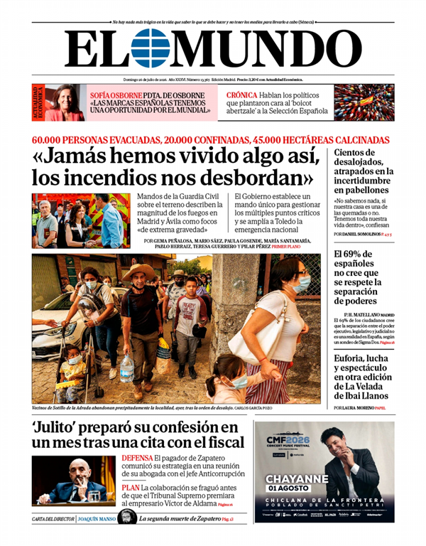 Portada de El Mundo Nacional, 25 de julio de 2026