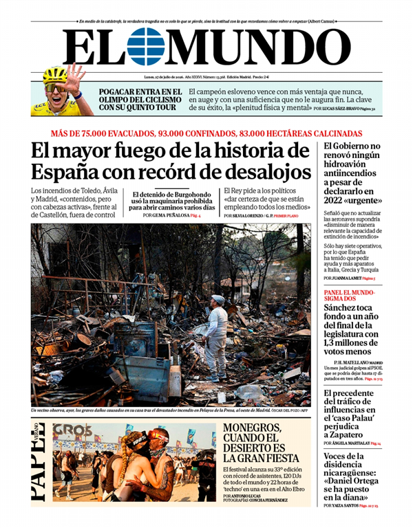 Portada de El Mundo Nacional, 26 de julio de 2026
