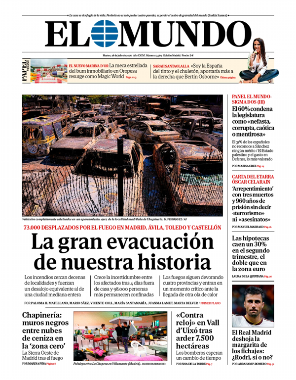 Portada de El Mundo Nacional, 27 de julio de 2026