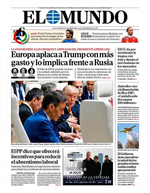 Portada de El Mundo Nacional, 8 de julio de 2026