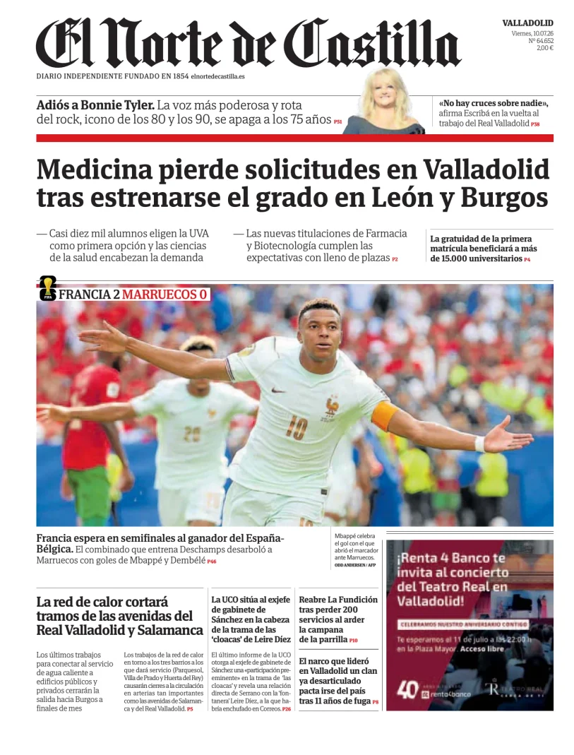 Portada de El Norte de Castilla