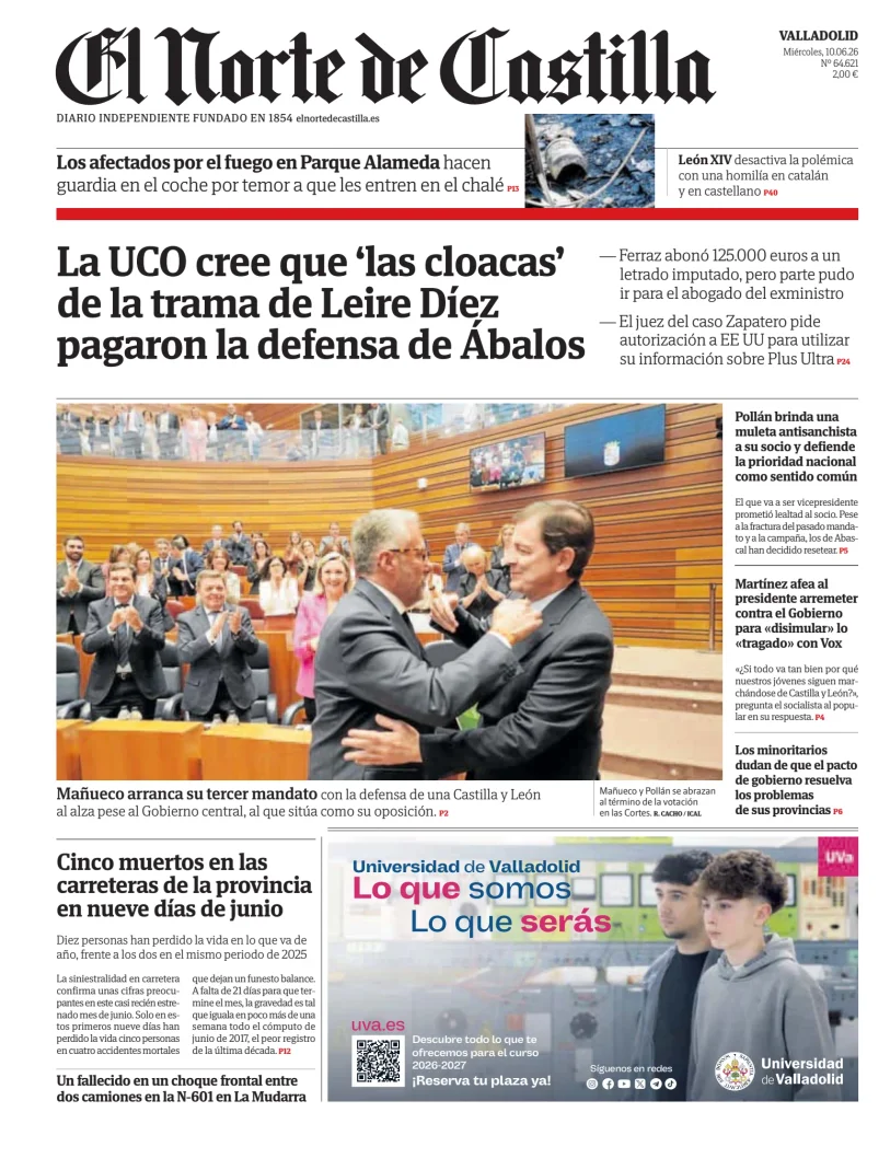 Portada de El Norte de Castilla