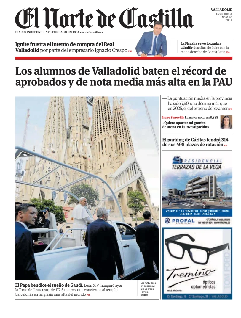 Portada de El Norte de Castilla