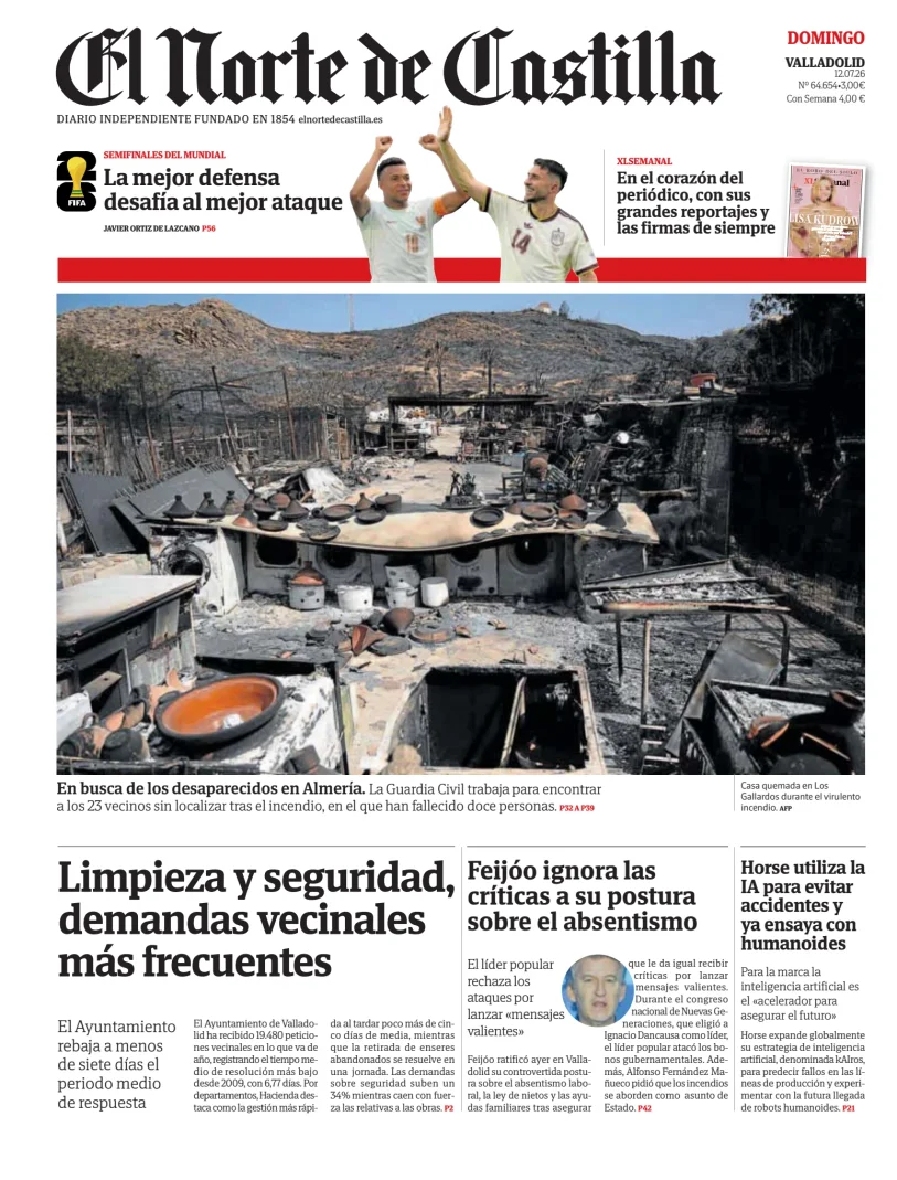 Portada de El Norte de Castilla