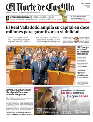 Portada de El Norte de Castilla, 12 de junio de 2026