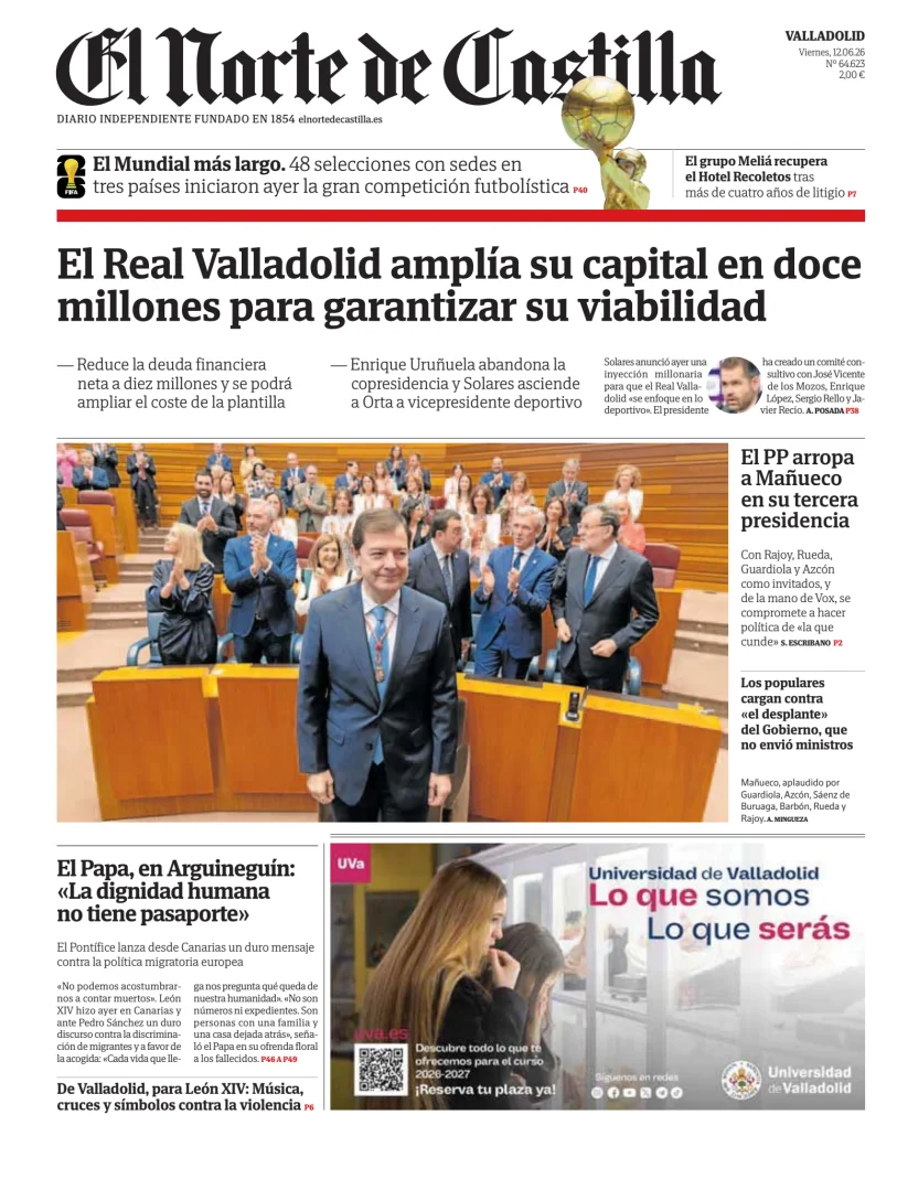 Portada de El Norte de Castilla