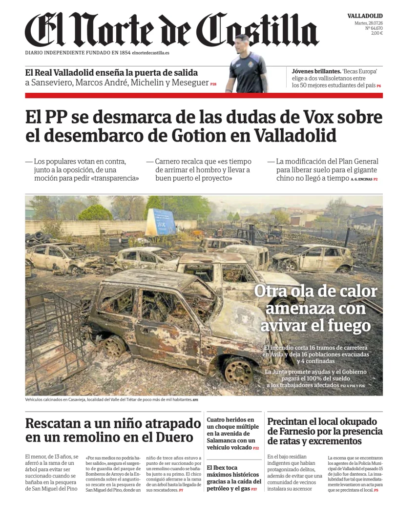 Portada de El Norte de Castilla