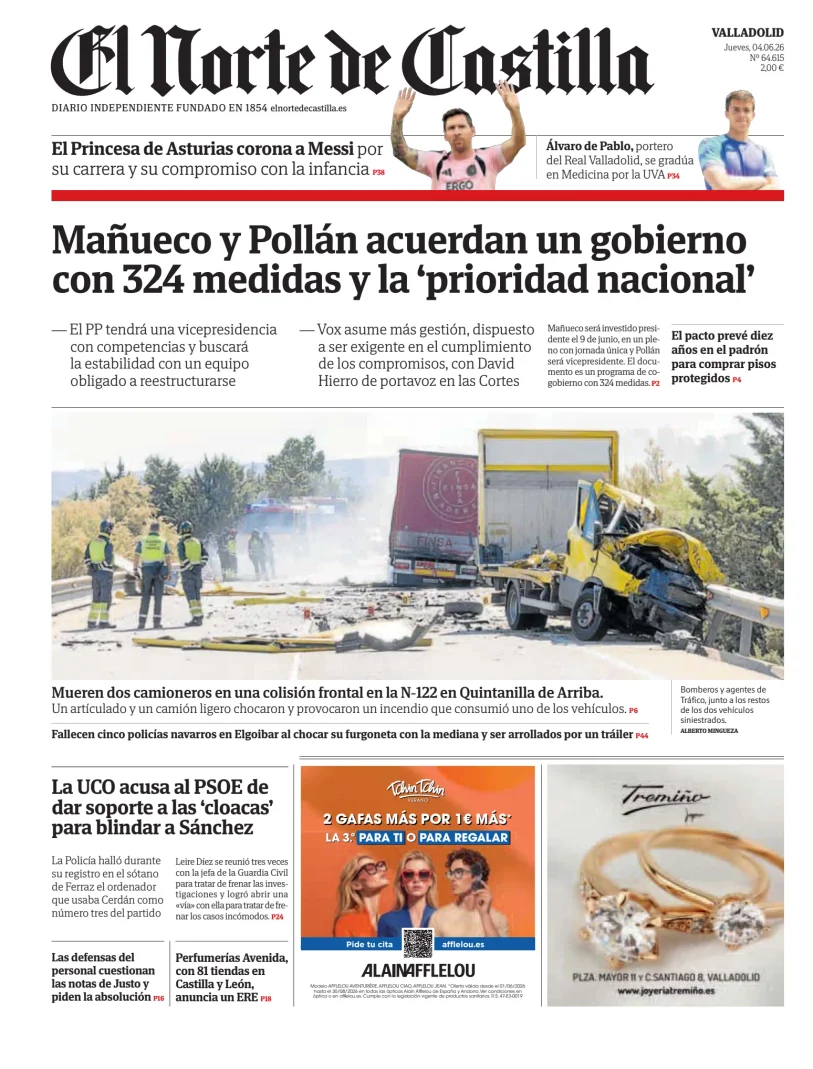Portada de El Norte de Castilla