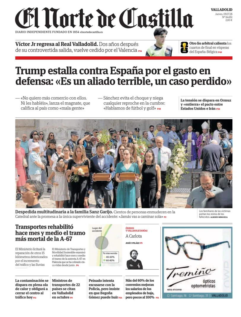 Portada de El Norte de Castilla