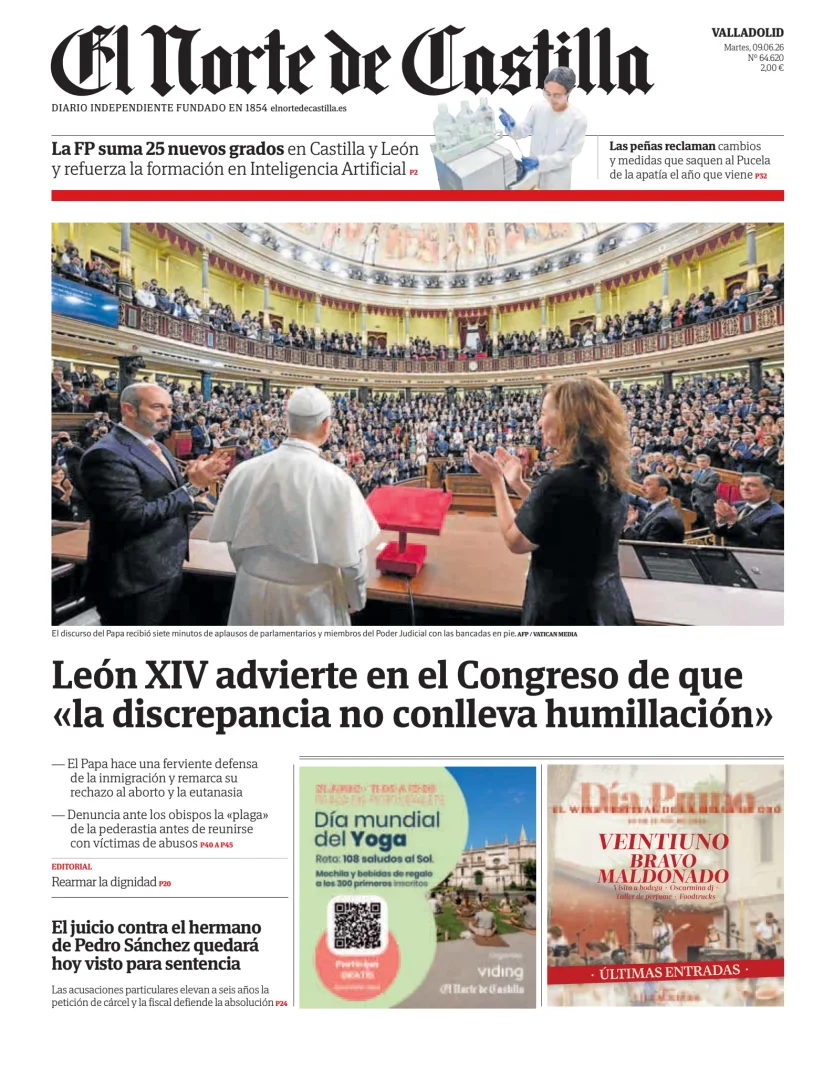 Portada de El Norte de Castilla