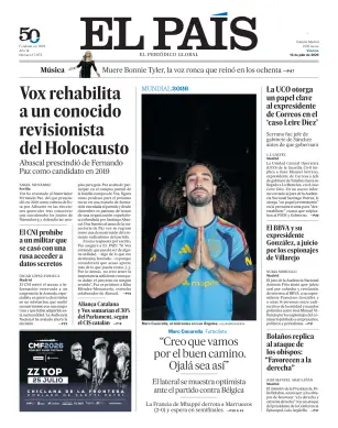 Portada de El País (Nacional), 10 de julio de 2026