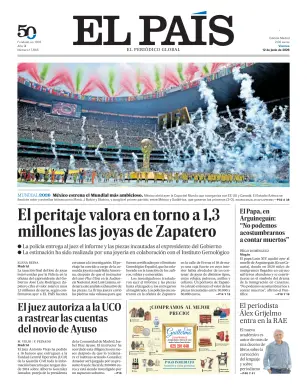 Portada de El País (Nacional), 12 de junio de 2026
