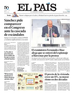 Portada de El País (Nacional), 29 de mayo de 2026