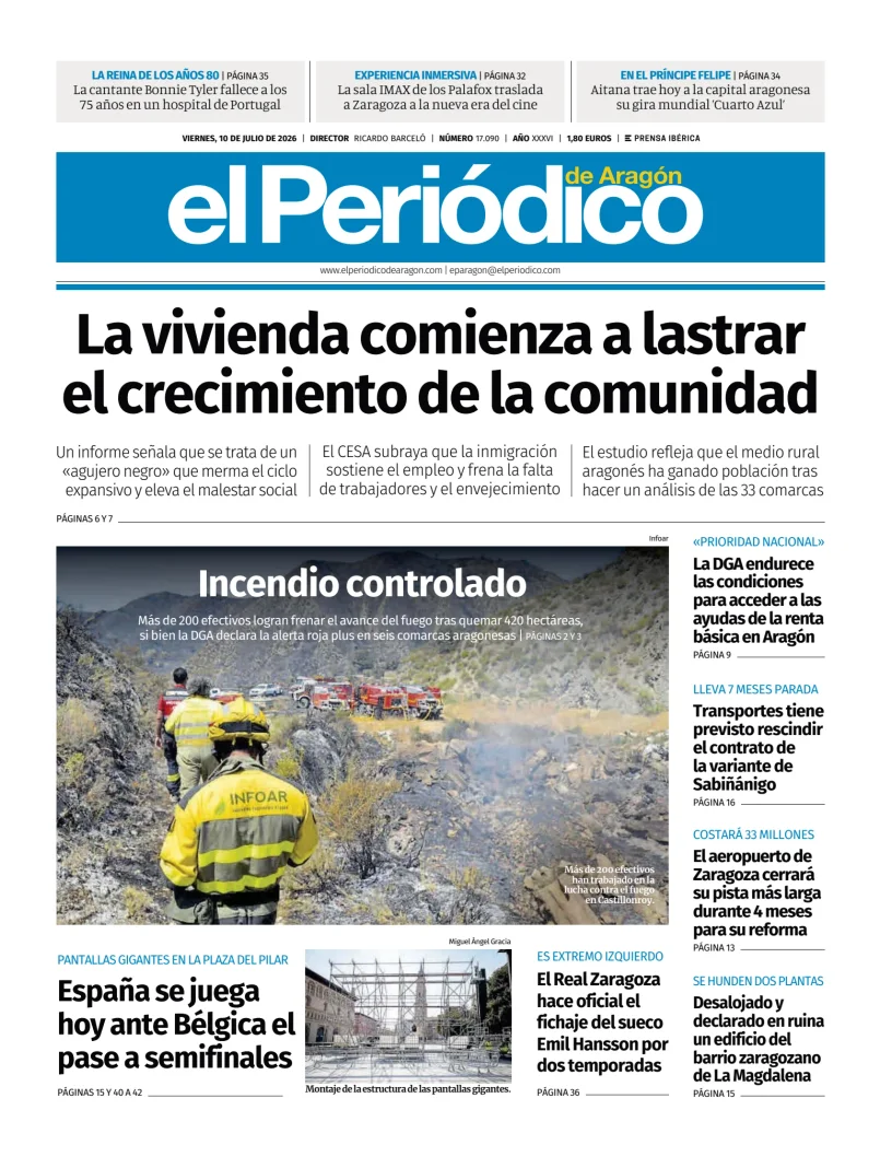 Portada de El Periódico Aragón