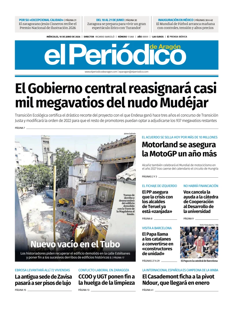 Portada de El Periódico Aragón