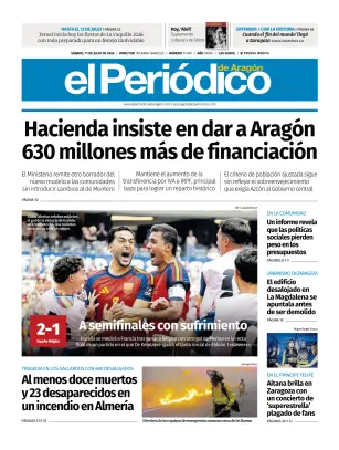 Portada de El Periódico Aragón, 11 de julio de 2026