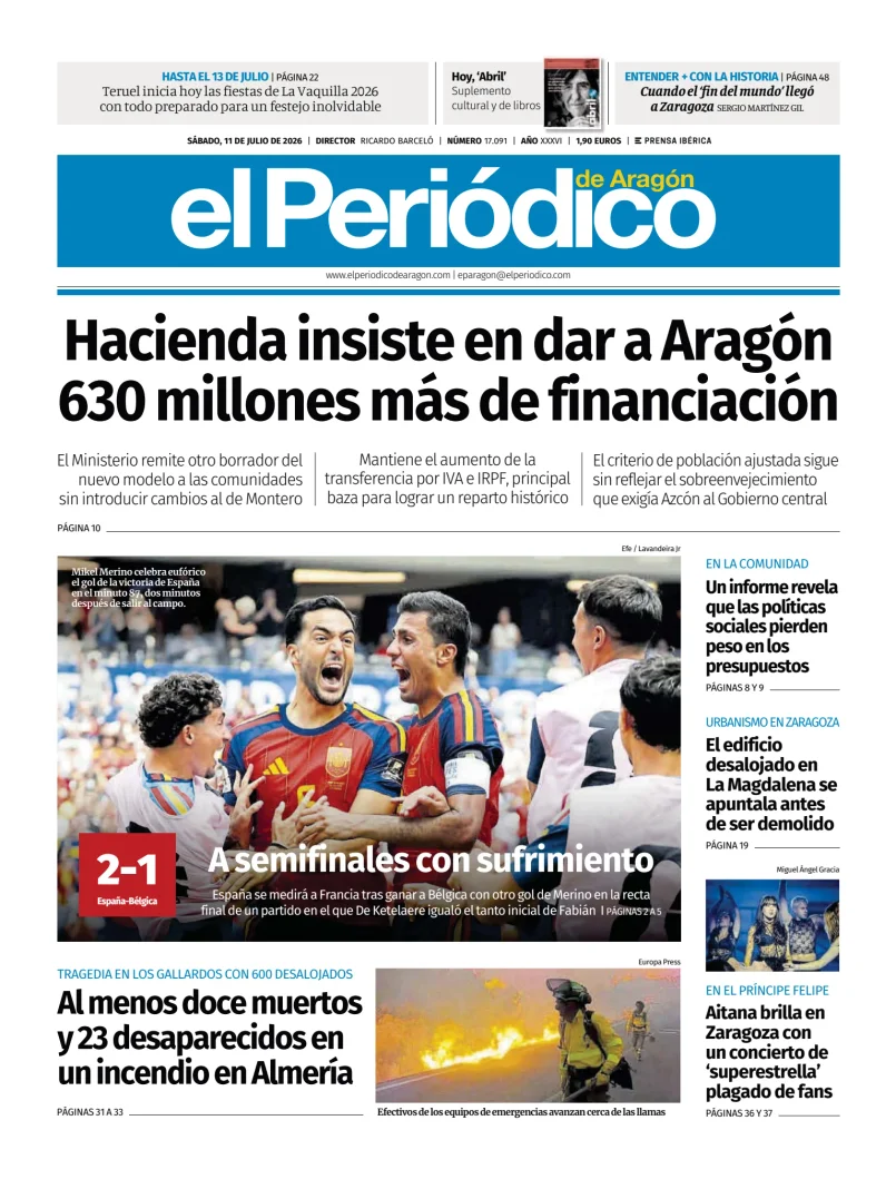 Portada de El Periódico Aragón