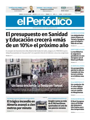 Portada de El Periódico Aragón, 12 de julio de 2026