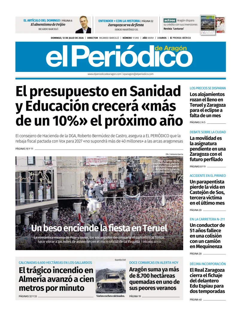 Portada de El Periódico Aragón