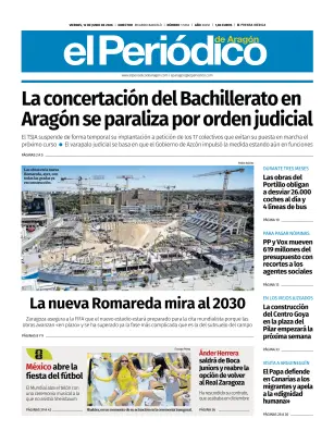 Portada de El Periódico Aragón, 12 de junio de 2026