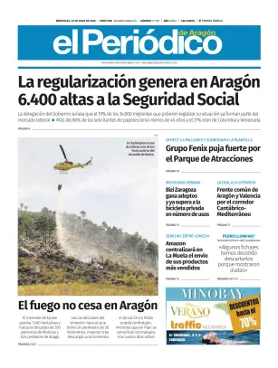 Portada de El Periódico Aragón, 22 de julio de 2026