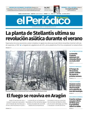 Portada de El Periódico Aragón, 25 de julio de 2026