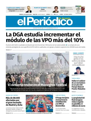 Portada de El Periódico Aragón, 26 de julio de 2026