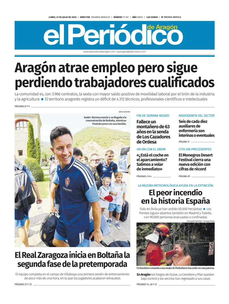 Portada de El Periódico Aragón