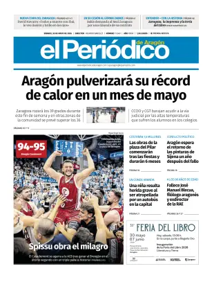 Portada de El Periódico Aragón, 30 de mayo de 2026