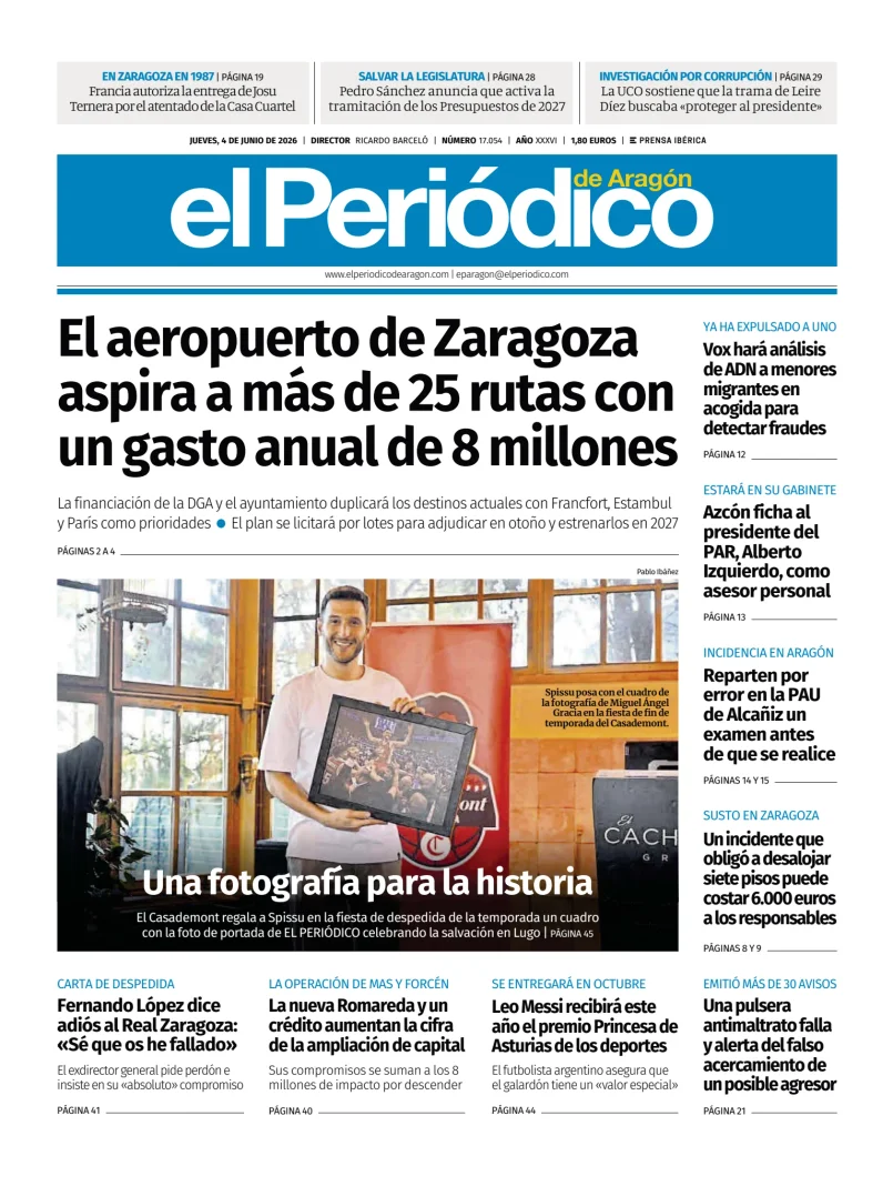 Portada de El Periódico Aragón