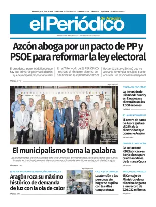 Portada de El Periódico Aragón, 8 de julio de 2026
