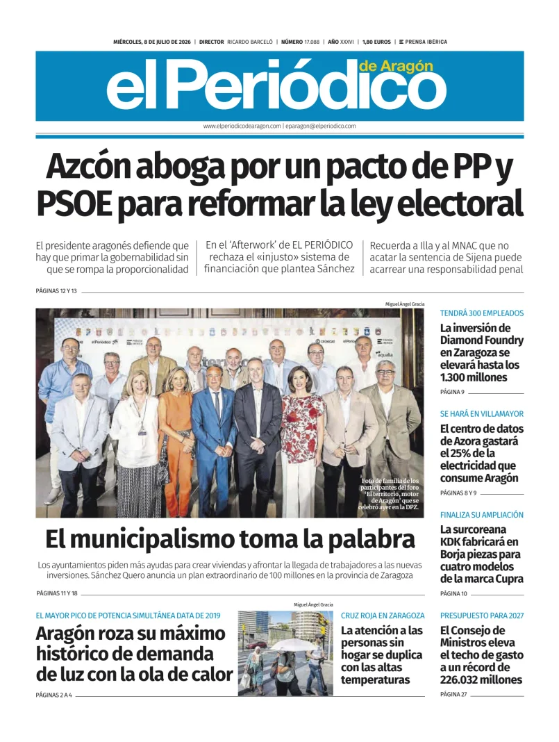 Portada de El Periódico Aragón