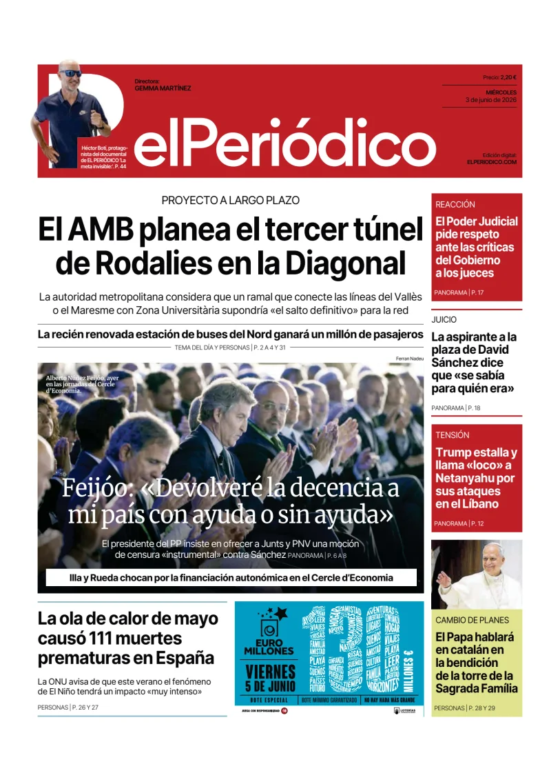 Portada de El Periódico - Castellano, 3 de junio de 2026