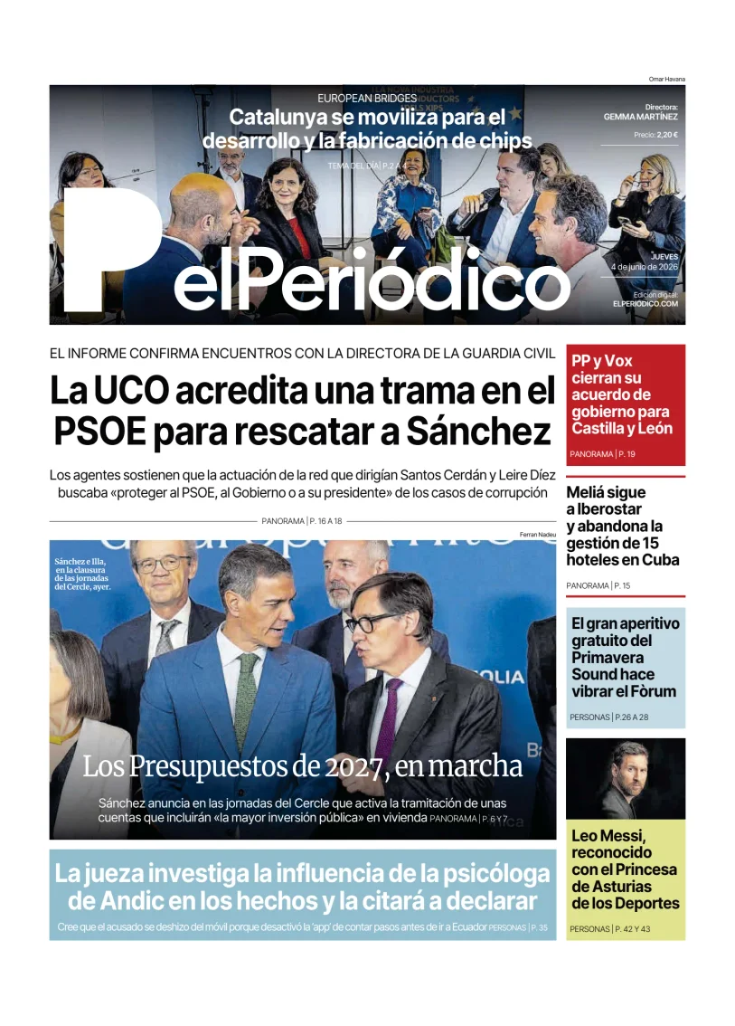 Portada de El Periódico - Castellano