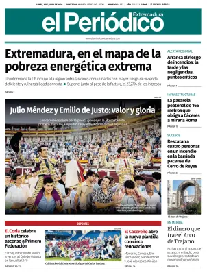 Portada de El Periódico Extremadura, 1 de junio de 2026